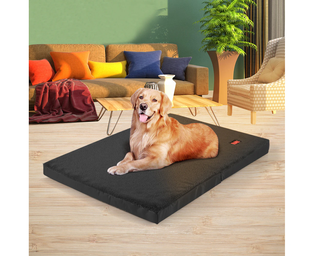 Pawz Dog Calming Bed Pet Cat Mattress Removable Cover Washable Portable Black L