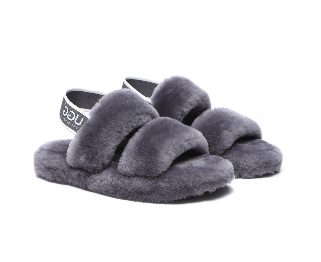 Fluffy discount slides grey