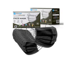 Black Face Mask 3 Ply 50 Pack With Earloops