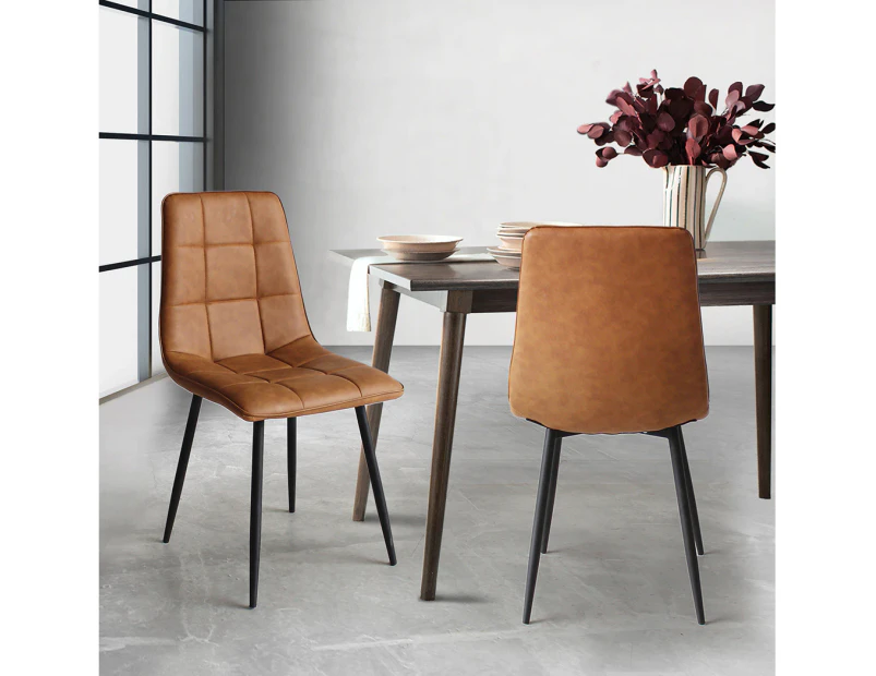 Levede 4x Dining Chairs Kitchen Table Chair Lounge Room Padded Seat PU Leather