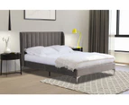 Istyle Modern Classic Herman King Velvet Bed Frame Grey with Black Legs