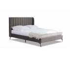 Istyle Modern Classic Herman King Velvet Bed Frame Grey with Black Legs