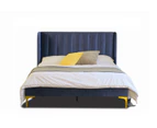 Istyle Modern Classic Herman King Velvet Bed Frame Blue with Gold Legs