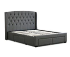 Istyle Modern Classic Dupont Queen Drawer Storage Bed Frame Grey