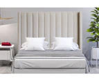 Istyle Modern Classic Jacob Queen Fabric Bed Head White Oak