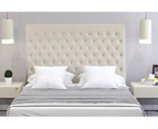 Istyle Modern Classic Mansory Queen Fabric Bed Head White Oak