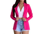Xianghua Ladies Open Front Slim Fit Blazer Work Jacket Business Formal Suit Coat - Rose Red