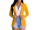 Xianghua Ladies Open Front Slim Fit Blazer Work Jacket Business Formal Suit Coat - Yellow