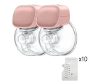 2 Pack Portable Electric Breast Pump Double Wearable  Hands-Free Pump Low Noise & Painless -24mm Flange - Pink - Pink