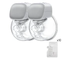 2 Pack Portable Electric Breast Pump Double Wearable  Hands-Free Pump Low Noise & Painless -24mm Flange - Grey - Grey