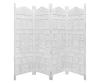 Elephant 4 Panel Room Divider Screen Privacy Shoji Timber Wood Stand - White