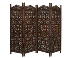 Elephant 4 Panel Room Divider Screen Privacy Shoji Timber Wood Stand - Burnt