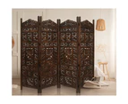 Elephant 4 Panel Room Divider Screen Privacy Shoji Timber Wood Stand - Burnt