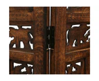 Elephant 4 Panel Room Divider Screen Privacy Shoji Timber Wood Stand - Burnt