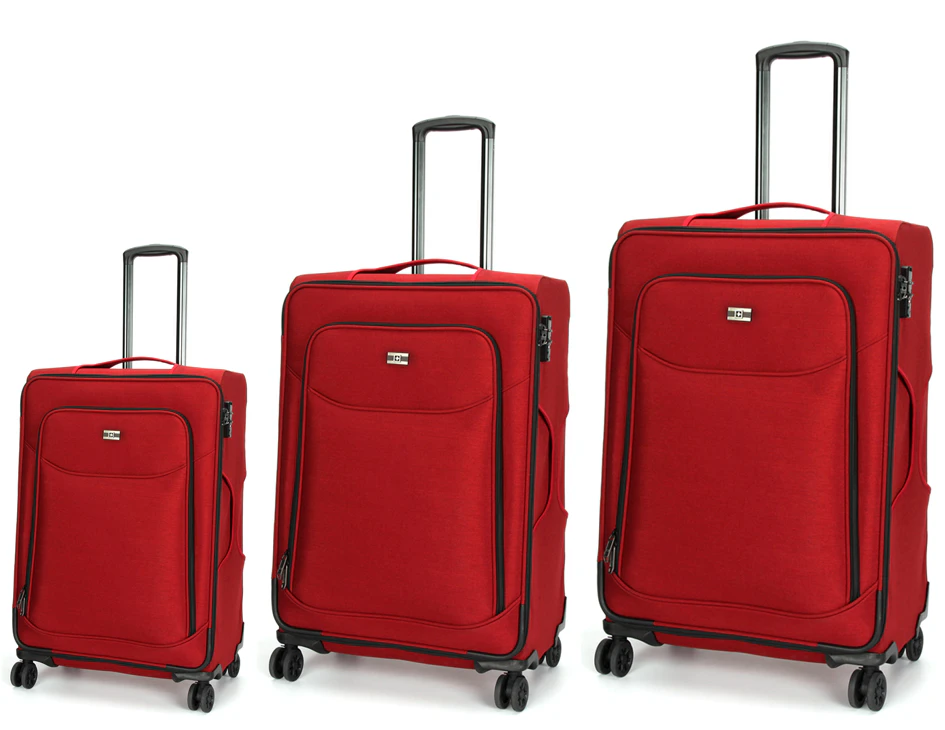 Swiss Luggage Suitcase Super Lightweight with 8 wheels 360 degree rolling SoftCase 3 Pieces Set