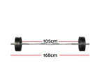 Everfit 48kg Barbell Set Weight Plates Bar Lifting Bench 168cm