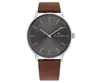 Tommy Hilfiger Men's 43mm Hendrix Leather Watch - Grey/Brown/Silver