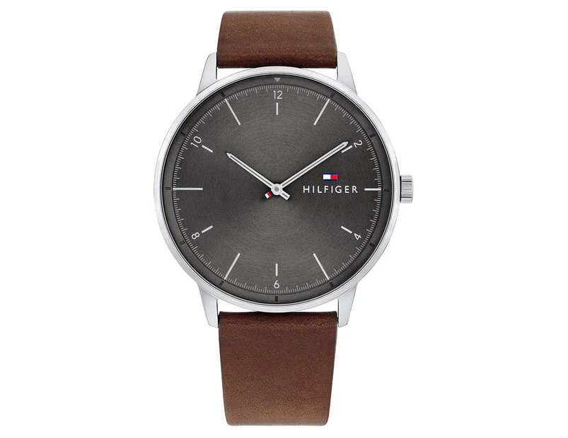 Tommy Hilfiger Men's 43mm Hendrix Leather Watch - Grey/Brown/Silver