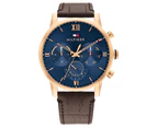 Tommy Hilfiger Brown Leather Navy Dial Men's Multi-function Watch - 1791933