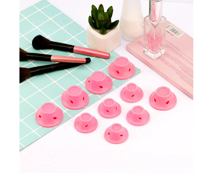 10 Pcs Heatless Silicone Hair Curlers - Pink