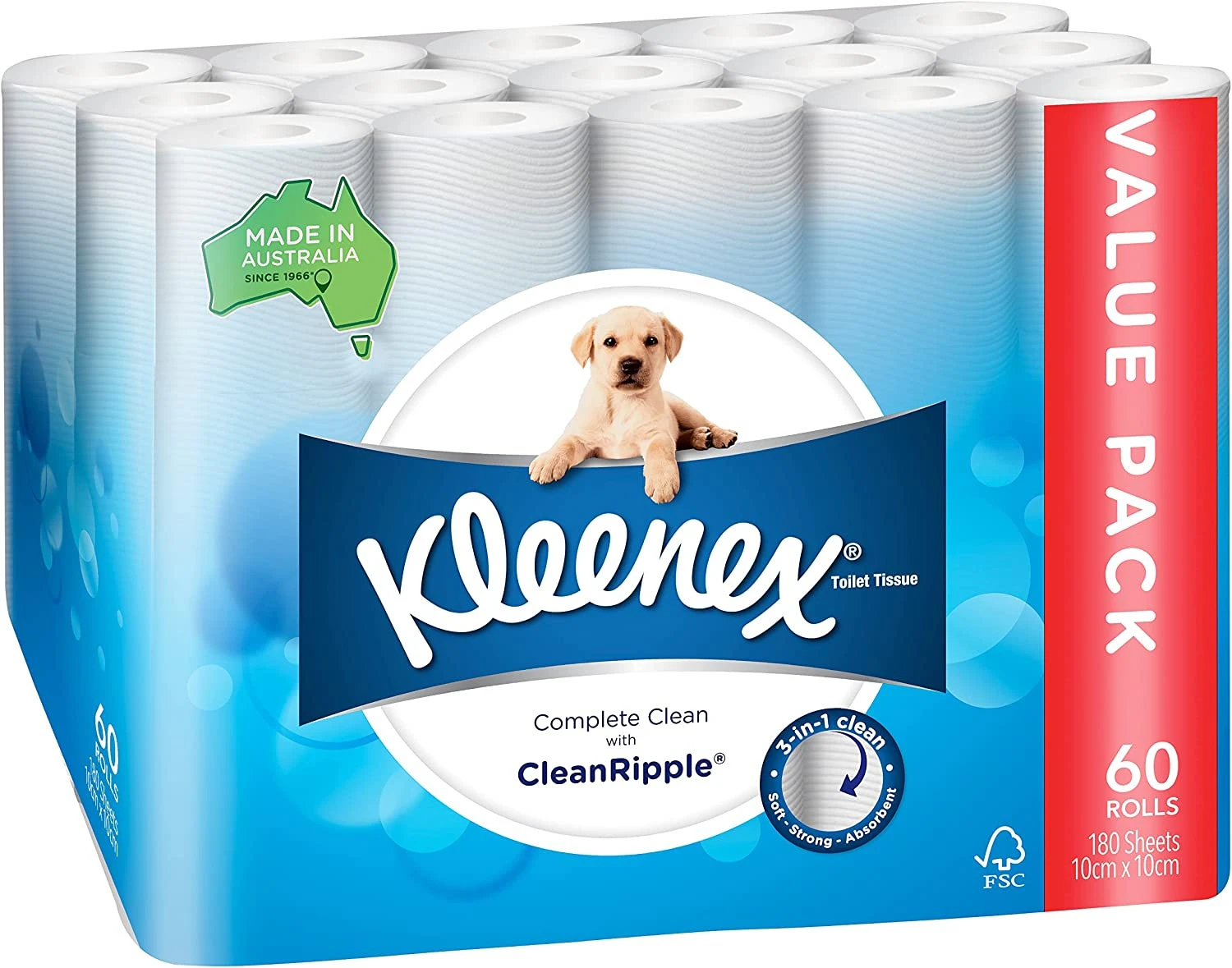 Kleenex Bath Tissue Toilet Paper Rolls 60 Pack 180 Sheets