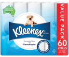 Kleenex Complete Clean 3-in-1 Toilet Paper, 60 Roll Value Pack (10,800 Sheets Total)