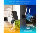 Solar-powered Security Camera WiFi Home CCTV Outdoor Surveillance System with Battery Weatherproof x2