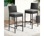 Livsip Outdoor Rattan Bar Stools Patio Dinning Chairs Cafe Garden Furniture 2X