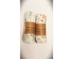 Melicopper Camp Muslin Swaddle Blankets-Soft Bamboo Cotton Baby Swaddle Blanket (2 packs) - Animals-Leaves(2 packs)