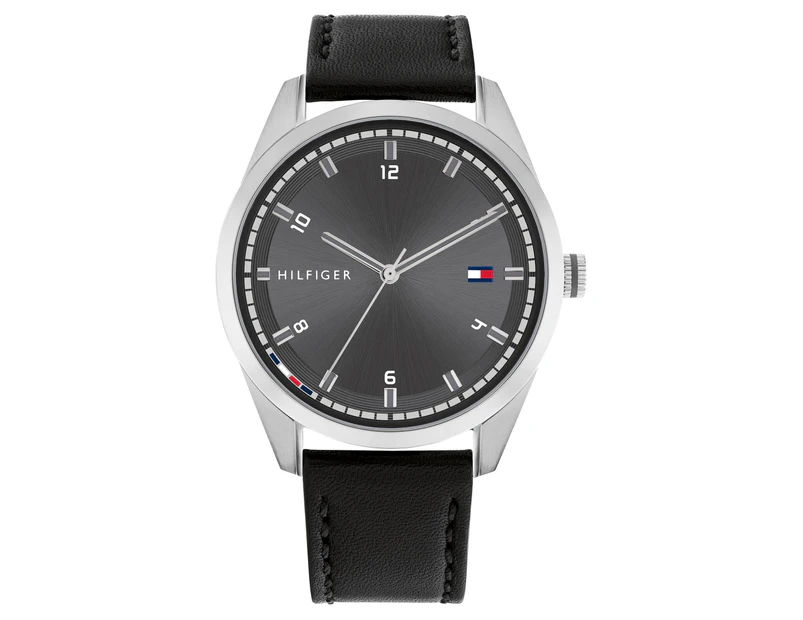 Tommy Hilfiger Men's 43mm Leather Watch - Grey/Black/Silver