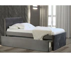 Istyle Selina King Single Trundle Storage Bed Frame Velvet Grey