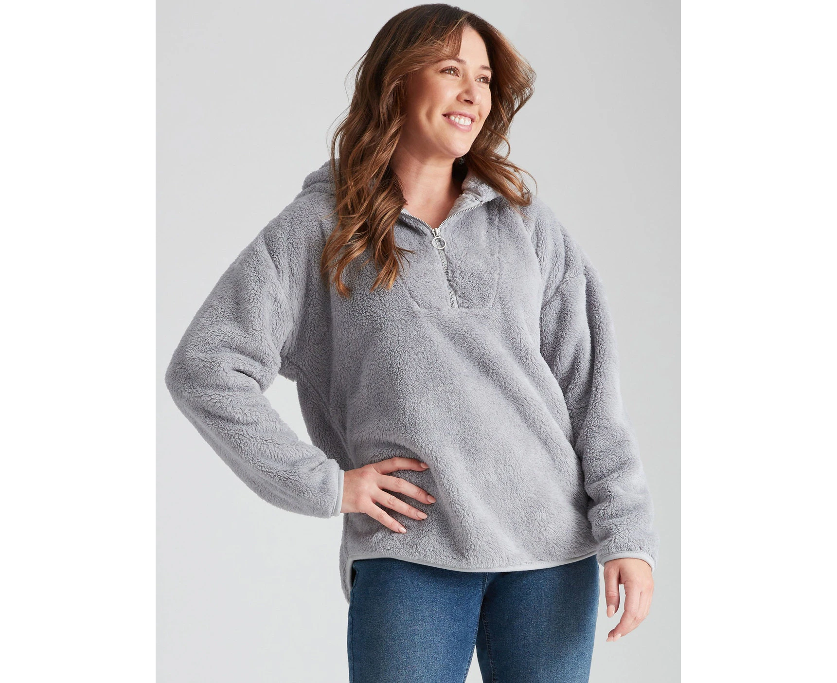 Rivers 1/4 Zip Hooded Leisure Top - Womens - Grey