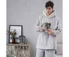 Amoretu Hooded Pajama Top with Pocket for Unisex-Light Grey