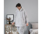 Amoretu Hooded Pajama Top with Pocket for Unisex-Light Grey