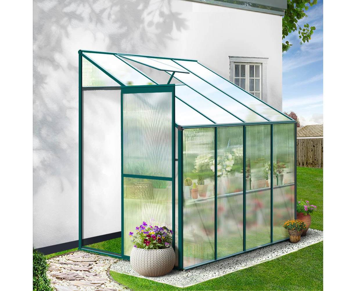 Greenfingers Greenhouse 2.52x1.27x2.13M Lean-to Aluminium Polycarbonate Green House Garden Shed