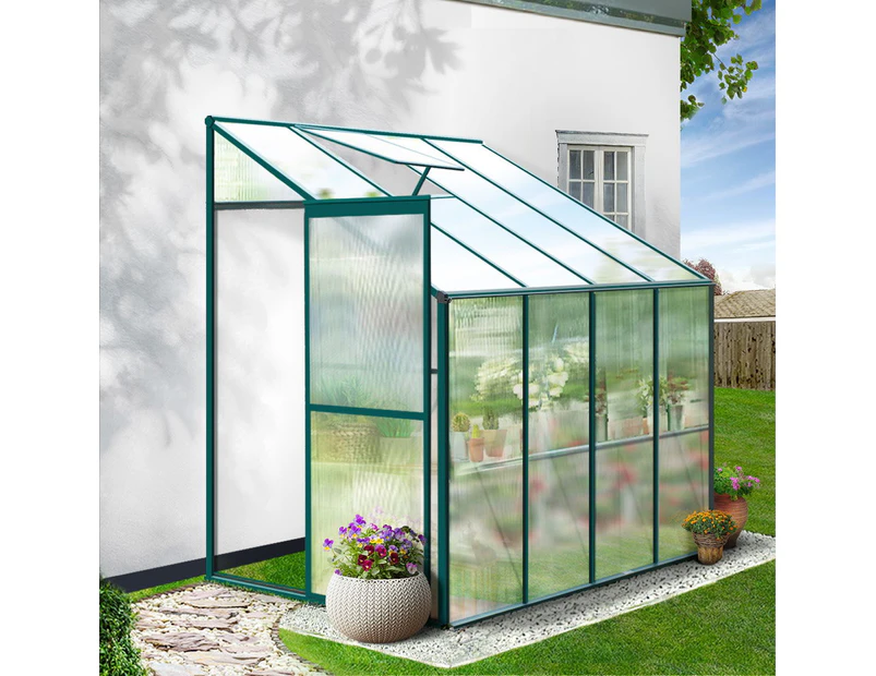 Greenfingers Greenhouse 2.52x1.27x2.13M Lean-to Aluminium Polycarbonate Green House Garden Shed