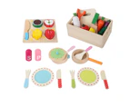 Keezi Kids Kitchen Play Set Wooden Pretend Toys Cooking Utensils Pots Pans Food