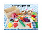 Keezi Kids Kitchen Play Set Wooden Pretend Toys Cooking Utensils Pots Pans Food