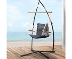 Gardeon Hammock Chair with Steel Stand Armrest Outdoor Hanging Grey