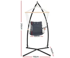 Gardeon Hammock Chair with Steel Stand Armrest Outdoor Hanging Grey