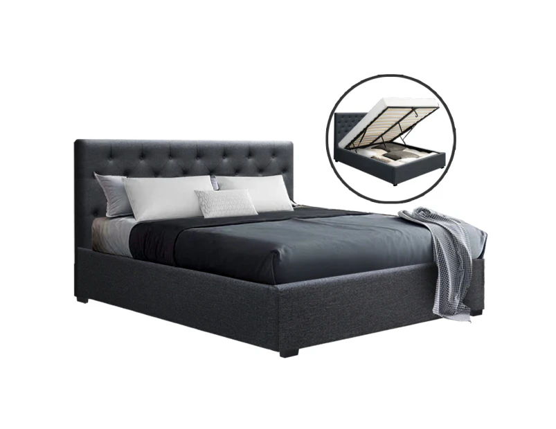 Artiss Bed Frame Queen Size Gas Lift Charcoal VILA