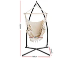 Gardeon Hammock Chair with Steel Stand Hanging Outdoor Tassel Cream