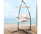 Gardeon Hammock Chair with Steel Stand Armrest Outdoor Hanging Cream