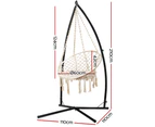 Gardeon Hammock Chair with Steel Stand Macrame Outdoor Swinging Cream