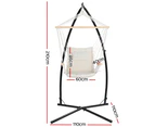 Gardeon Hammock Chair with Steel Stand Armrest Outdoor Hanging Cream