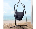 Gardeon Hammock Chair Outdoor Camping Hanging with Steel Stand Grey