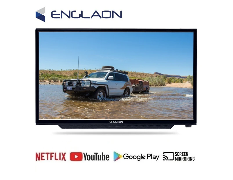 ENGLAON 24'' Full HD LED Android Smart 12V TV with Built-in Soundbar  & Chromecast for Caravan RV