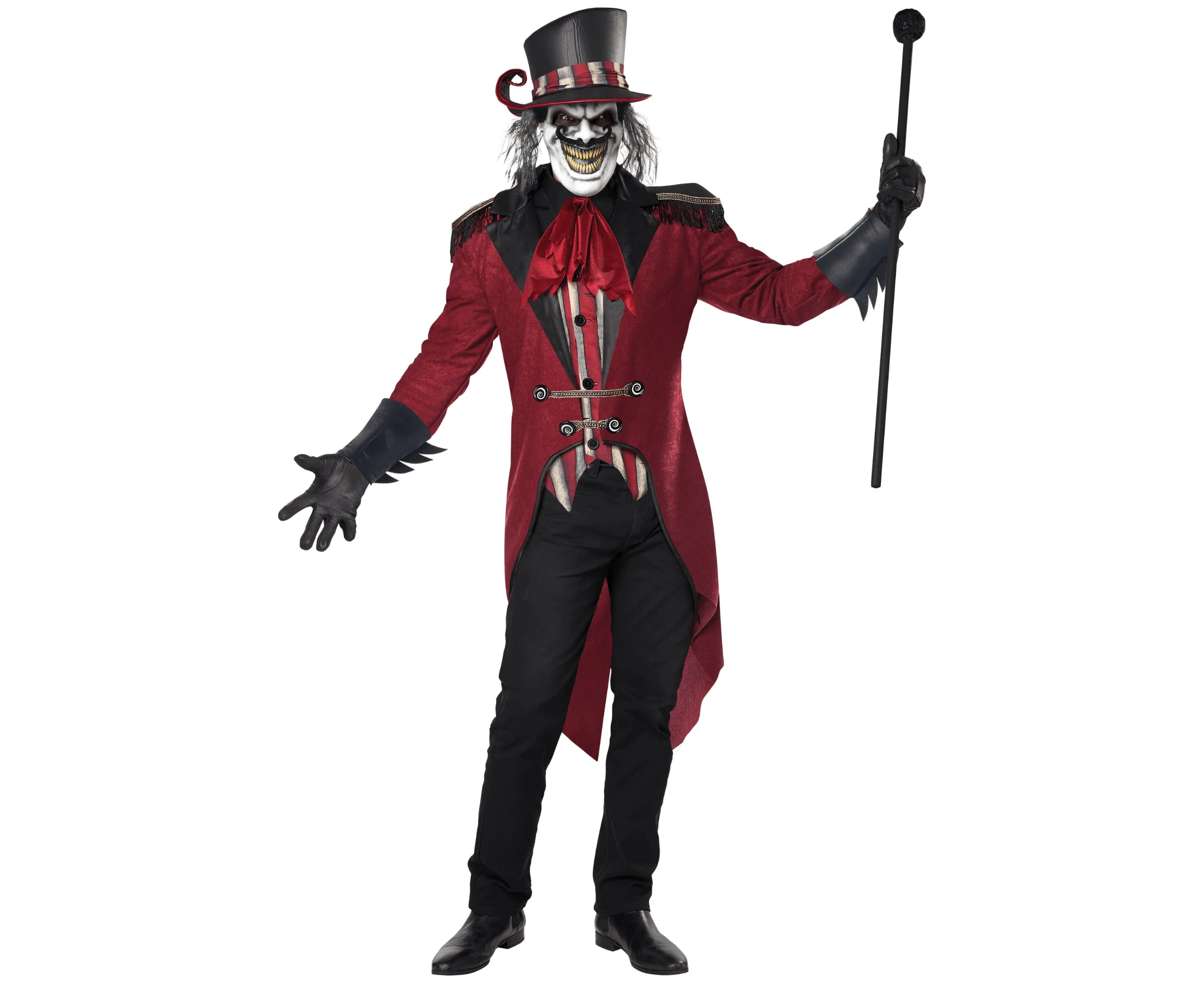 Wicked Ringmaster Dark Circus Horror Scary Evil Halloween Adult Mens Costume - Red