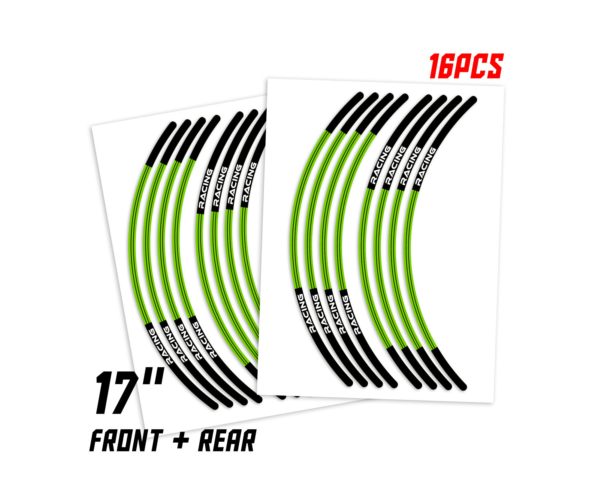 Green LINE01 Stripe Tape Rim Wheel Sticker 17 inch For Kawasaki Ninja ...
