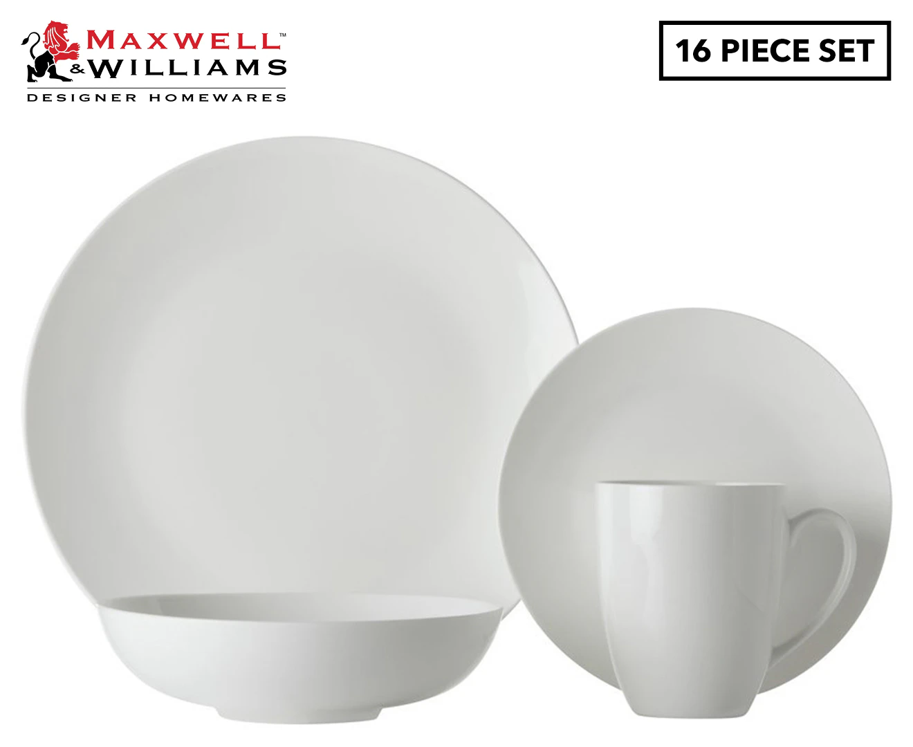 Maxwell & Williams 16-Piece White Basics Fitzrovia Coupe Dinner Set